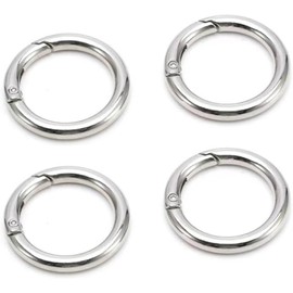 4PCS Stainless Steel Spring O Rings (Silver, 3/4 inch), Round Metal Ring Buckles, Solid Welded Metal Loop for Dog Collars, Macrame, Hanging Strap Slings,Snap Clip Key Rings