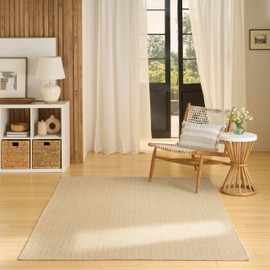 Nourison Tulum Cream 6' x 9' Area Rug - Easy Clean, Non Shedding, Bed Room, Living Room, Dining Room, Kitchen (6' x 9')