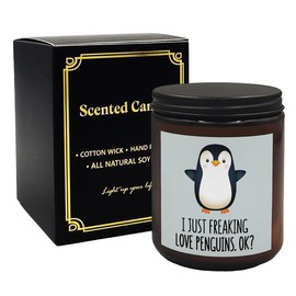 Mancheng-zi Penguin Candle Gifts for Women, Penguin Gifts for Girls Penguin Lovers, Cute Penguin Gifts, I Just Freaking Love Penguins OK Scented Candles