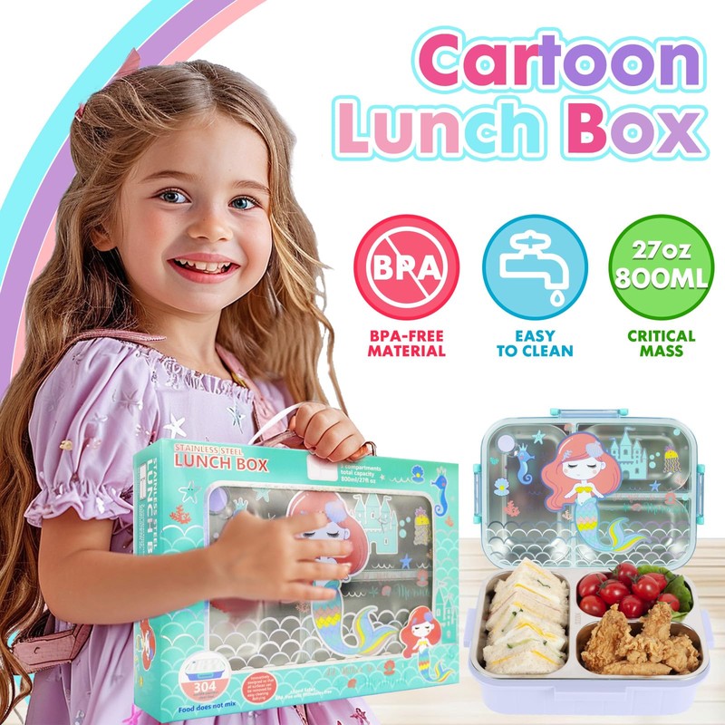 PinkSheep Bento-Lunchbox aus Edelstahl für Kinder (Mermaid)