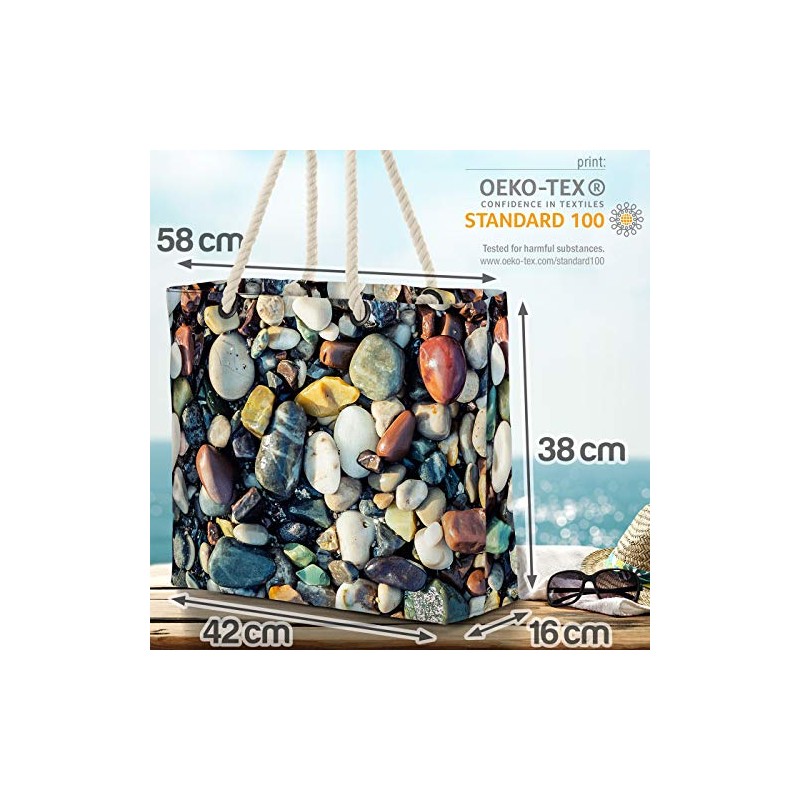 VOID Stone Beach Colourful Pebble Beach Bag Shopper 58 x