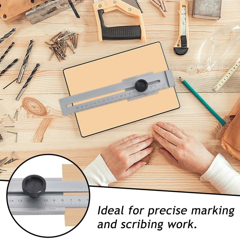 ZOESURE Precision Marking Gauge 200 mm, Scribing Tool, Matt Chrome-Plated