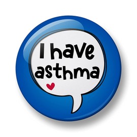 Asthma Pin Badge, I Have Asthma Pin Button Badge, 32mm, Medical alert, Invisible Illness, Difficulty breathing, Asthma Awareness (Blue)