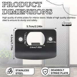 10PCS Latch Strike Plate, Door Strike Plate, Strike Plates for Exterior Doors, Stainless Steel Deadbolt Covers