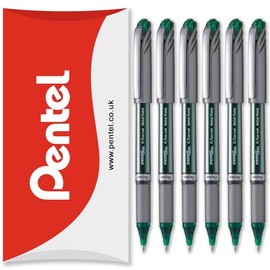 Pentel Energel BL27 Liquid Gel Ink Rollerball Pen - 0.7mm Metal Tip - In Pillow Packaging (Green Pack of 6)