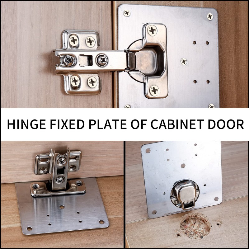 2 Pcs Stainless Steel Hinge Repair Plates with 16 Screws