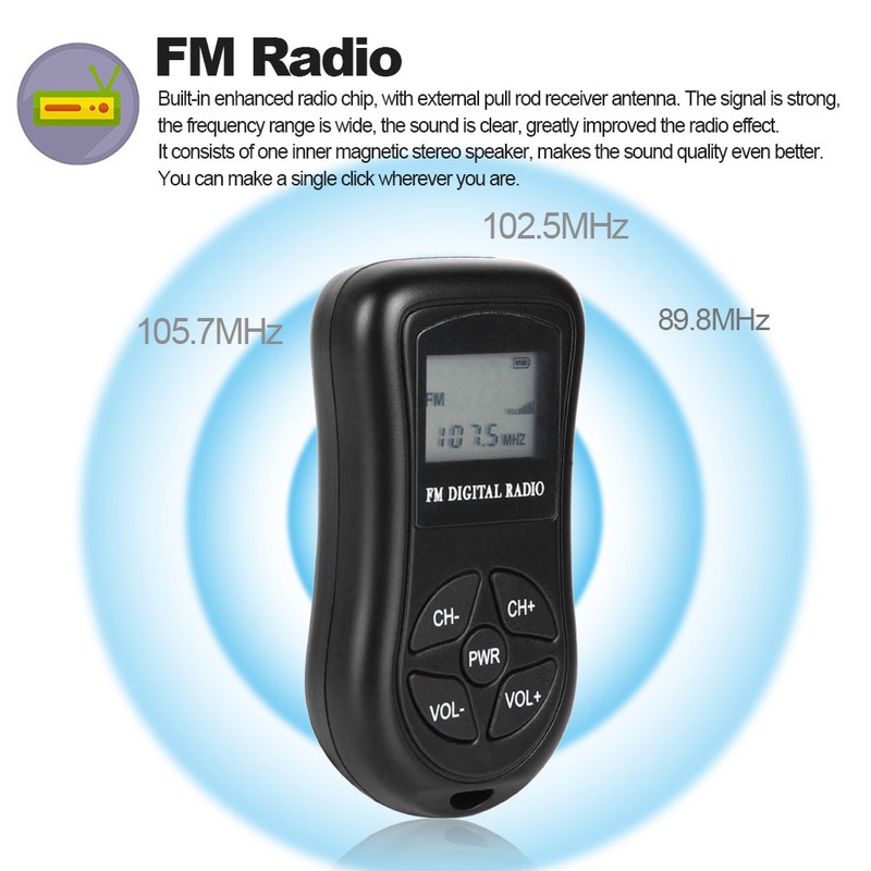 KDKA-600 Mini FM Stereo Radio Portable Digital DSP Receiver with