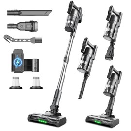 Cordless Vacuum Cleaner, Upgraded 600W 55KPA 55mins Vacuum Cleaners for Home,Powerful Stick Vacuum with Anti-Tangle & Wall Mount Charging, Lightweight Vacuum for Pet Hair Hardwood Floor Carpet