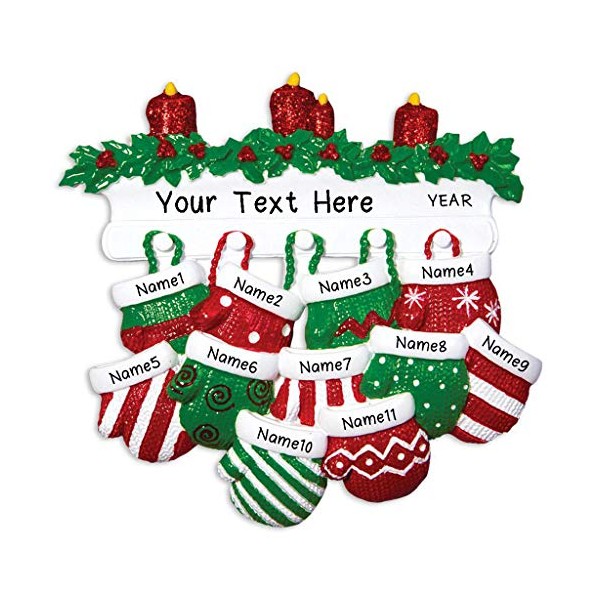 Hobby Home Accessories Personalized Red Green Mitten Family Christmas Tree