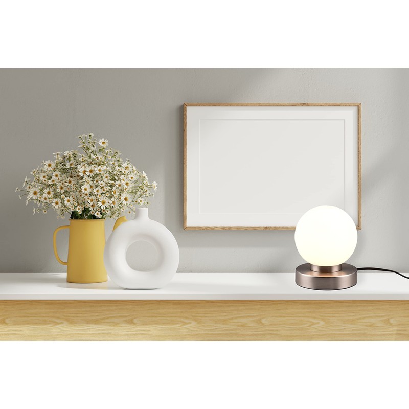 lightling Pekka Table Lamp with Base Matt Nickel Metal Glass