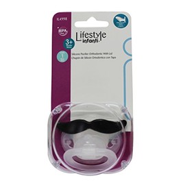 INFANTI | Chupón De Silicon Ortodóntico Lifestyle by Infanti | Con Tapa Bigote Color Blanco Período de edad 0-6 meses