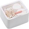 2 Compartments Cotton Swab Ball Qtip Holder Jar White Qtip Dispenser with Lid for Bathroom, Plastic