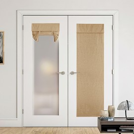 NICETOWN - Cortinas francesas de privacidad para puerta, lino rústico 100% opacas, cortinas y cortinas con aislamiento térmico para puerta corredera de cocina, 30 x 72 pulgadas, 1 panel, camel