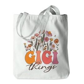 PQV Gigi Gifts Grandma Gifts Grandma Birthday Gift Appreciation Tote Bag Grandmother Gift for Women Nana Gigi Retro Flower Beach Bag Reusable Grocery Bags for Retirement Shopping Christmas