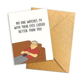 Podagree Funny Father's Day Card for Dad Grandpa No One Watches TV With Their Eyes Closed Card from Son Daughter Birthday Greeting Cards Cards For Dad Grandad, White