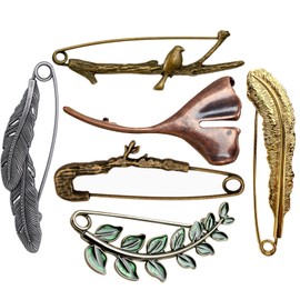 Extra Large Safety Pins Retro Safety Pins for Clothes – Vintage Brooches and Pins for Women, Ginkgo Leaf Brooch Pins with Elegant Silver & Bronze, Perfect for Daily Wear & Gifts (Mixed Colors)