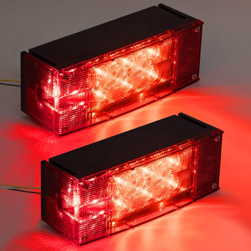 CZC AUTO 12V LED Low Profile Submersible Rectangular Trailer Light