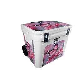 MightySkins Carbon Fiber Skin Compatible with Yeti Roadie 60 Wheeled Cooler - Pink Monarch | Protective, Durable Textured Carbon Fiber Finish | Easy to Apply and Change Style | Made in The USA