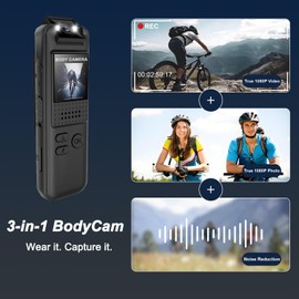 Bextgoo Body Camera, Body Cam with 64GB TF Card, 1080P HD Video Camcorder, 180° Rotatable Lens, Mini Sports Action Camera with Magnetic Back Clip & Bike Mount, Clip on Cam for Travel/Cycling/Sport