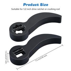 2 Pcs Pry Bar Wrench Adaptor Head, Crowbar Adapter Head Tool, Adjustable Angle Pry Bar, Half Shaft Removal Tool Wrench Crowbar Wrecking Bar Adapter Head Portable Pry Bar Car Repairing Tools