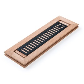 Red Oak Hardwood Flush Mount Floor Register, 2X12 Inch, with Damper, High Output Air Flow, Unfinished