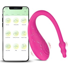Remoto Inteligente Massager, Silencioso Vibradorador para Mujer Inalambrico, 9 Modos, IPX7 Impermeable, Portátil, Material de Silicona Suave, App con Ios Android, USB Recargable (Rosa)