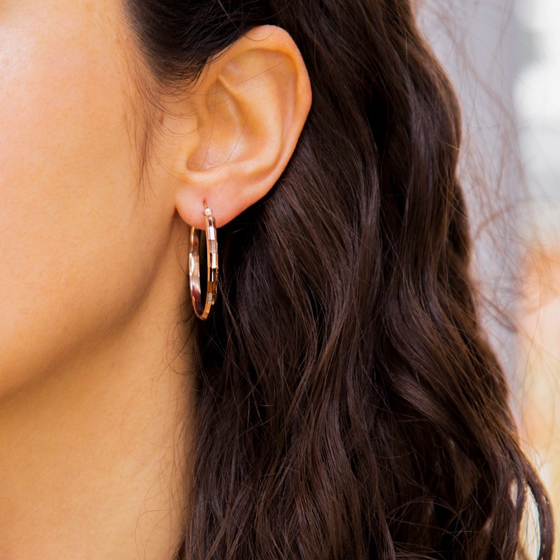 Tuscany Silver Sterling Silver Cut Hoop Earrings, Silver