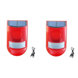 Lancoon 2 Pack Solar Sound & Light Alarm Outdoor Motion Sensor Waterproof Device 110db Siren Flash Warning Security Gun Sound and Dog Barking for Farm Home Yard Barn