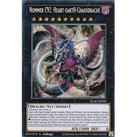 BLAR-DE069 - Number C92: Heart - eartH - Chaos Dragon - Secret Rare - Yugioh - German - 1st Edition in Set with Ultra Pro Toploader and Ultra Pro Protective Case (Clear)