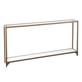 SEI Furniture Bergen 56 inches Long Narrow Metal Console Table, Open Concept Living Space, Glam Style Painted Iron, Gold