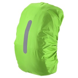 GLOKUUCA Waterproof Backpack Rain Cover - Non-Slip Backpack Cover Hi-Visibility with Vertical Reflective Strap Fits for 30-40L Bag for Biking Outdoor Traveling - S, Lawn Green