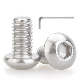 M3 x 6 mm, 100 tornillos de cabeza de botón, acero inoxidable 304 (18-8), totalmente roscado, acabado brillante, accionamiento hexagonal Allen, incluye llave hexagonal, para muebles, bricolaje,