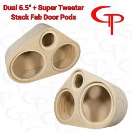 GP Car Audio Flush Mount Dual 6.5 inch + Super tweet Stack Fab Door Pods Speaker 1 pair rings