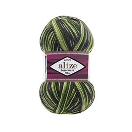 Sock Yarn by Alize Superwash 4ply 100g 75% Wool/25% Nylon Self Patterning Shade 2696