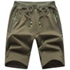 Tansozer Men’s Sport Shorts with Zip - Green, size: xl