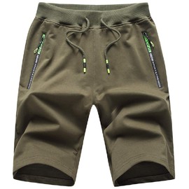 Tansozer Men’s Sport Shorts with Zip - Green, size: xl