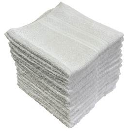 Petal Cliff Washcloths, 12 Pack, 100% Cotton Wash Cloths for Body and Face, Design to exfoliate Your Hands, Extra Soft and Absorbent Machine Washable Size: 12 x 12 Inch. (White)