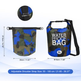 YELARXI Waterproof Dry Bag, 5L Fit for Women Men Water Proof Bags Lightweight Dry Storage Floating Backpack with Whistle for Travel Boating Kayaking (Dark Blue Camouflage)