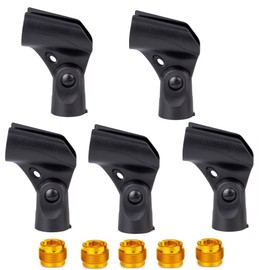 Naisfei 5 pcs Mic Clip Holder, Mic Clips for Stands, Microphone Clip Holders with 5 Pcs 5/8" Male to 3/8" Female Screw Adapter Adjustable Mic Clamp for Wireless and Wired Mics