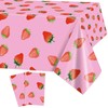 PHOGARY 2 PCS Strawberry Tablecloth for Strawberry Party Decorations, Disposable
