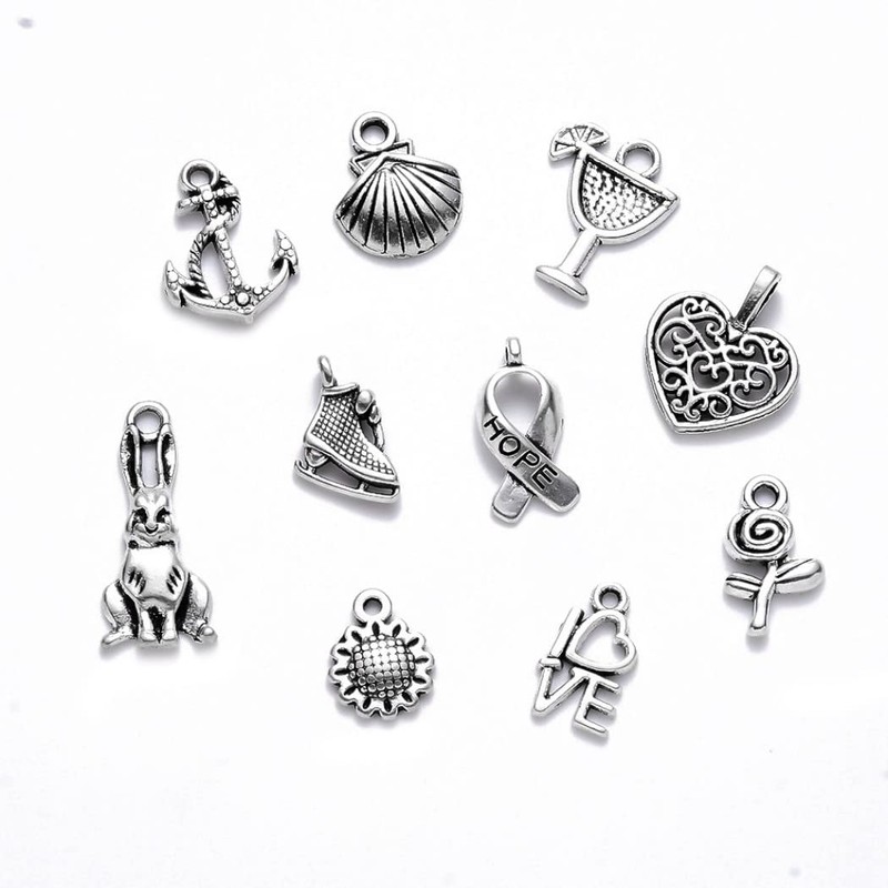 HappyHome Charm Parts, Pendant Top, Accessory Parts, 100 Pieces, Silver,