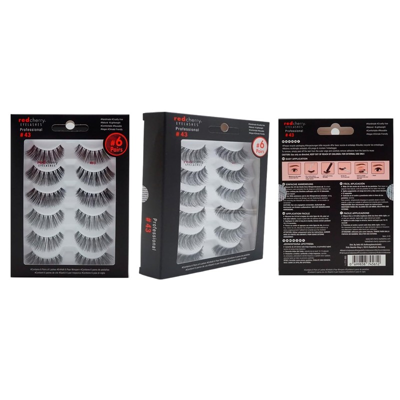 Red Cherry 100% Human Hair False Eye Lashes Fake Eye