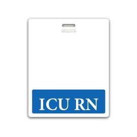 Oversized ICU RN Badge Buddy Horizontal - XL Badge Buddies Role I’D Backer Card for Nurses - 3 3/8 X 4 1/8 - Wear with Existing I’D Holder - USA Printed by Specialist ID (Blue)