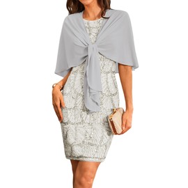 GRACE KARIN Women's Sequin Dresses Mother of The Groom Dresses Fall Evening Gown Dress Semi Formal Wedding Guest Dress Silver 18