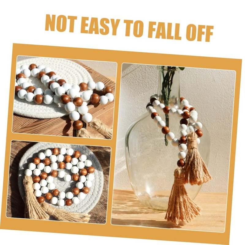 GLEAVI Farmhouse Beads Garland with Tassel Decorative Bead String Hanging