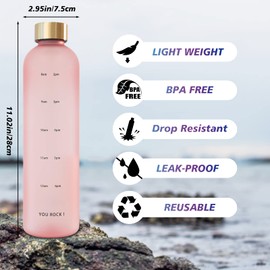 ZAKVOP 32oz Water Bottle with Times to Drink, Lightweight Motivational Water Bottle with Time Marker, BPA Free Reusable Water Bottle with Hydrating Reminder for Gym Fitness Workout Travel