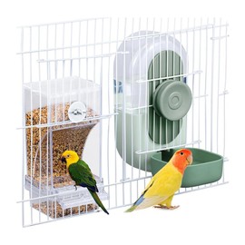 Snblzhef No Mess Bird Feeder & Water Dispenser Set - Automatic Feeding & Hydration, Parakeet Cage Accessories for Parrots