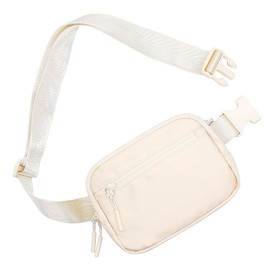 Long Keeper Bum Bag Fanny Pack for Women Men Adjustable Belt Bag Crossbody Bumbags for Ladies Fashion Waist Packs Small Travel Dog Walking Gym Waist Bag, White