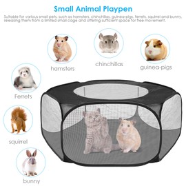 Portable Small Animals Cage Tent with Top Cover, Breathable & Foldable Pet Playpen Outdoor/Indoor Exercise Fence for Guinea Pig,Rabbits,Chinchillas