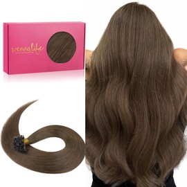 WENNALIFE U Tip Human Hair Extensions - 50g 50s 18 Inch Light Ash Brown Remy Invisible Straight Keratin K Tip Real Human Hair